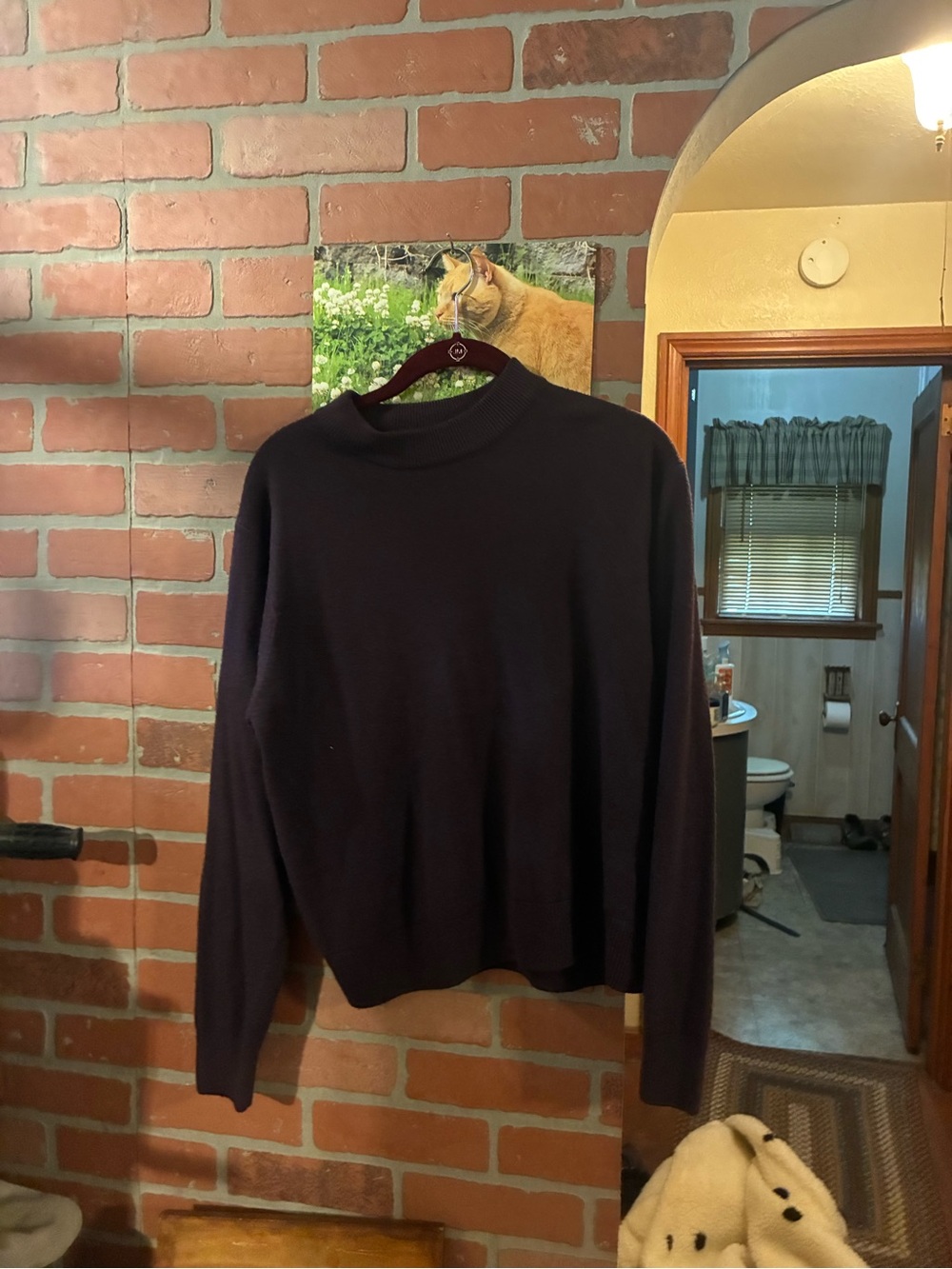 Sag Harbor purple Ribbed Mock Neck Sweatshirt